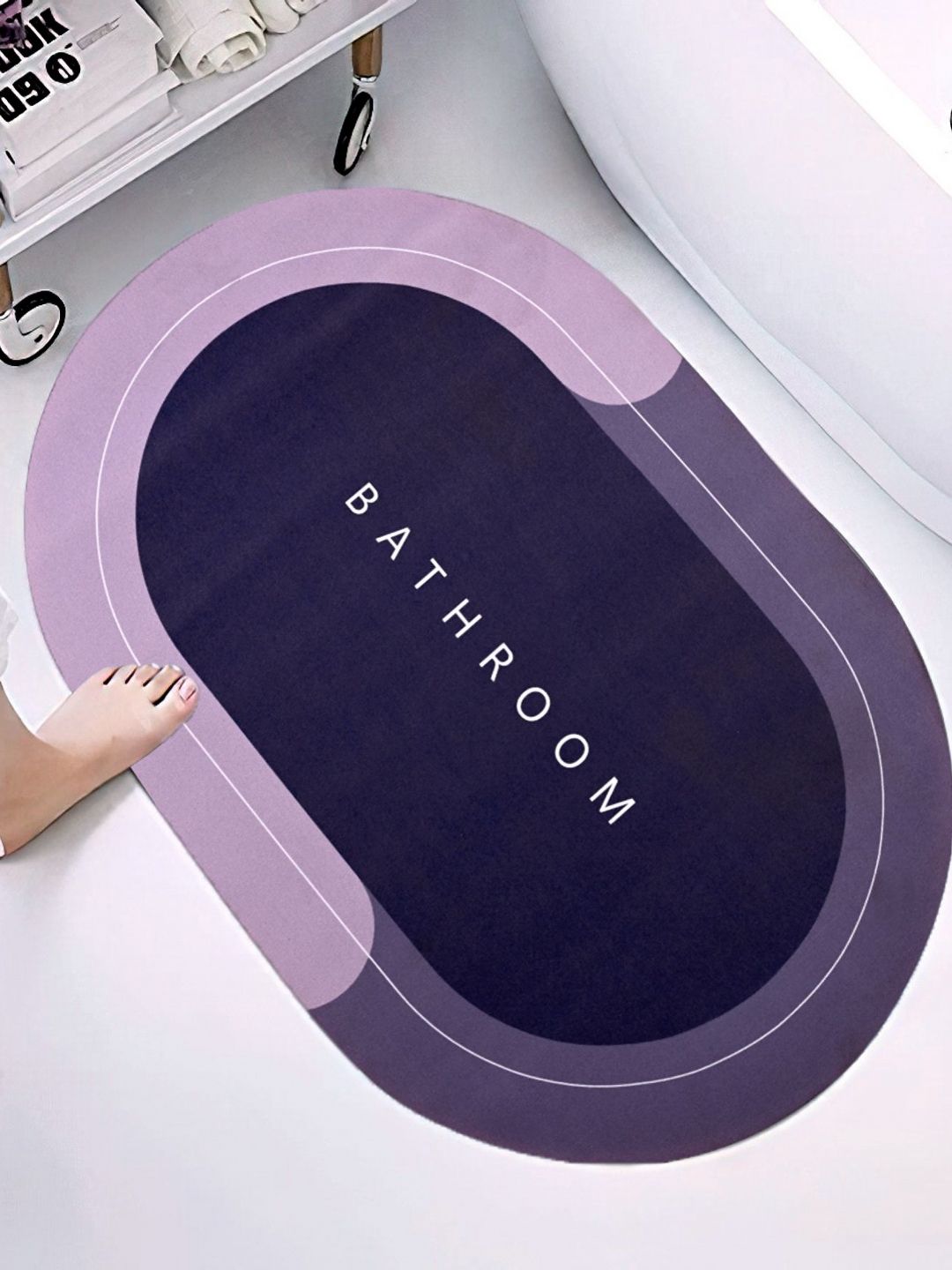 Aura Violet Textured 300 GSM Anti Skid Bath Rugs-picture-21