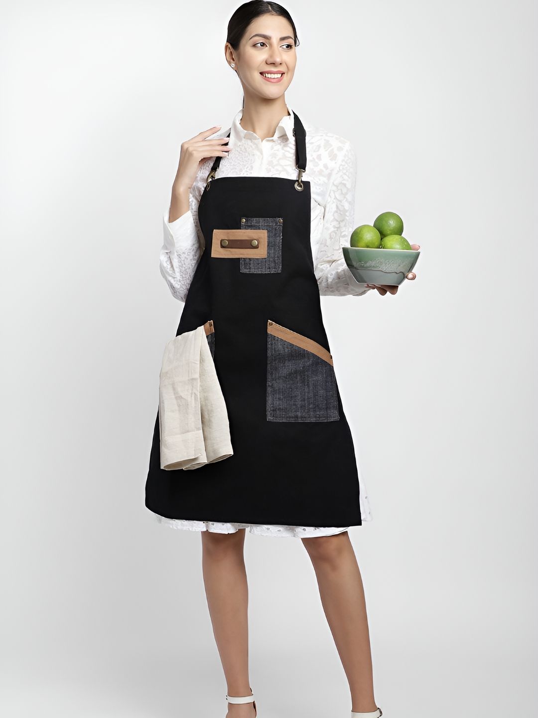 DESIGN GAATHA Black & Blue Multipurpose Cotton Apron-picture-47