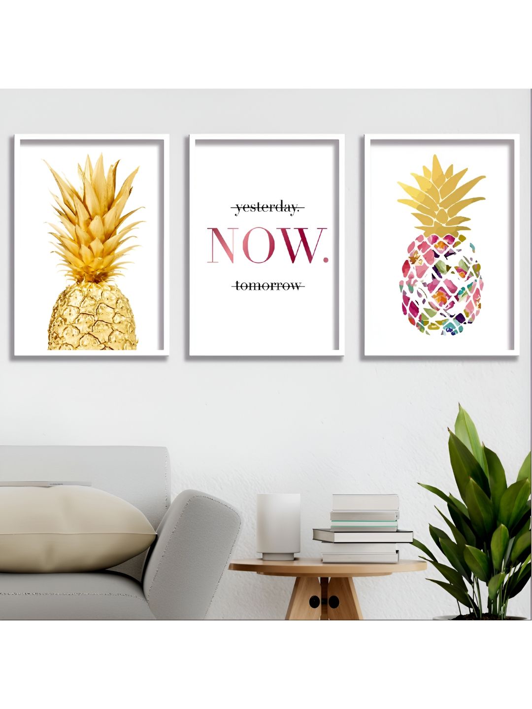 Aura Yellow & White 3 Piece Wood Other Wall Paintings-picture-38