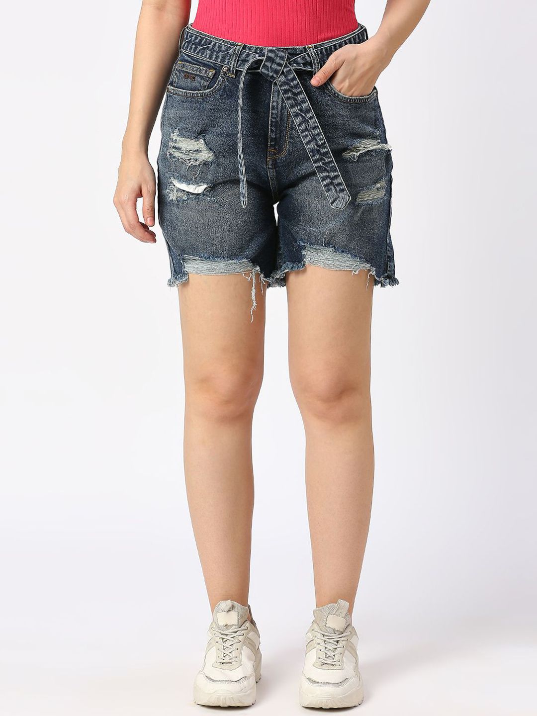 Being Human Women Washed High-Rise Shorts Technology-image-10