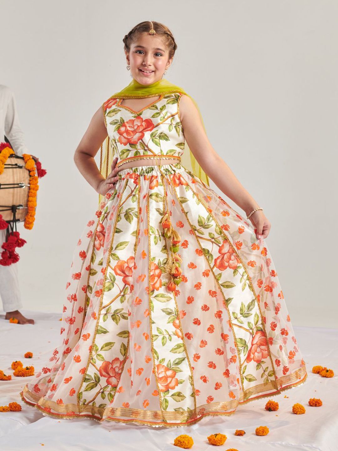 pspeaches Girls Printed Ready to Wear Lehenga & Blouse With Dupatta-picture-30