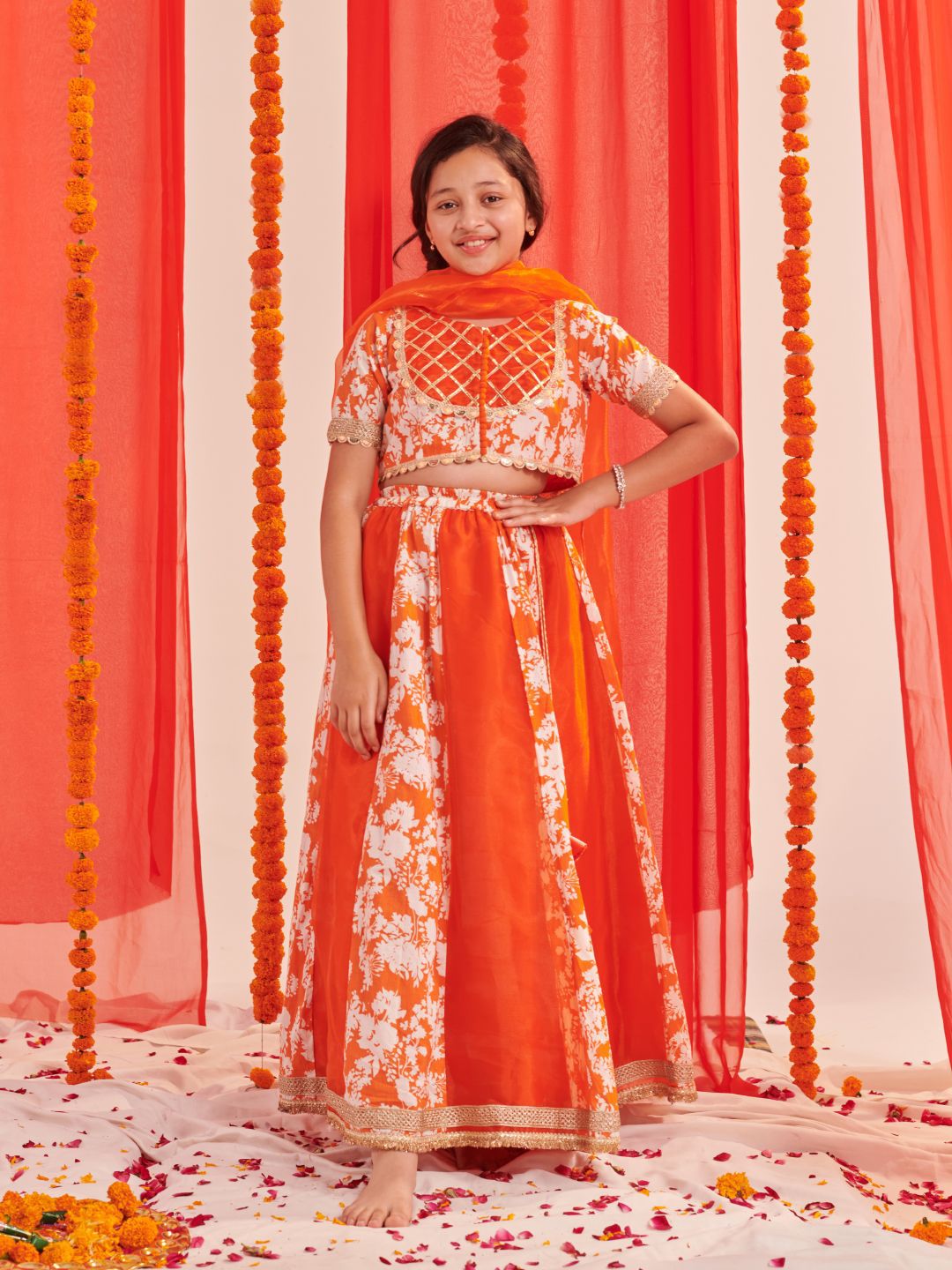 pspeaches Girls Printed Ready to Wear Lehenga & Blouse With Dupatta-picture-10