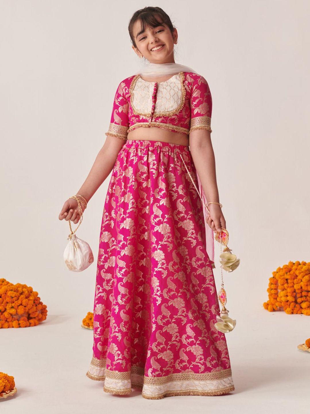 pspeaches Girls Printed Ready to Wear Lehenga & Blouse With Dupatta-picture-18