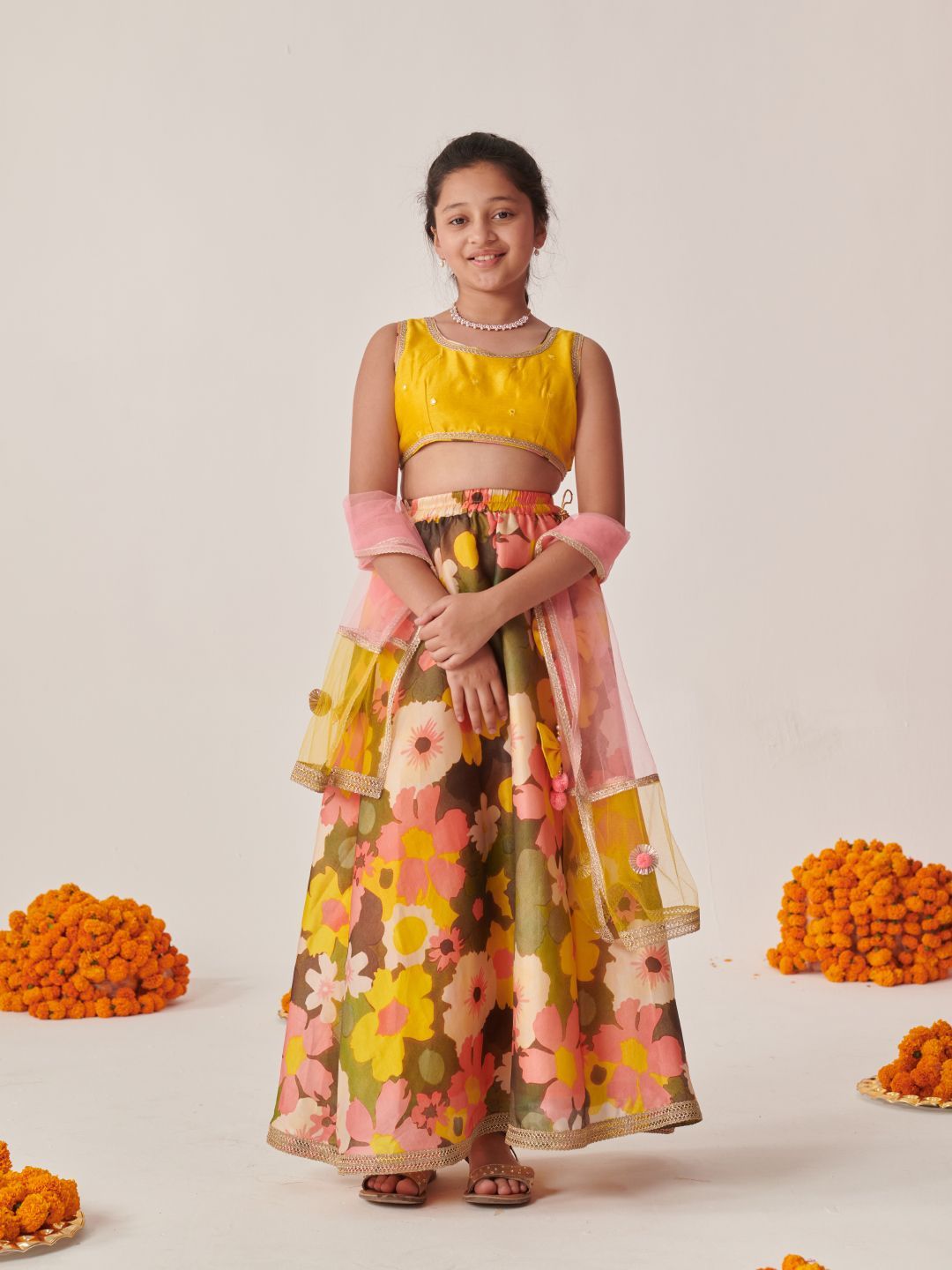 pspeaches Girls Embroidered Mirror Work Ready to Wear Lehenga & Blouse With Dupatta-picture-52