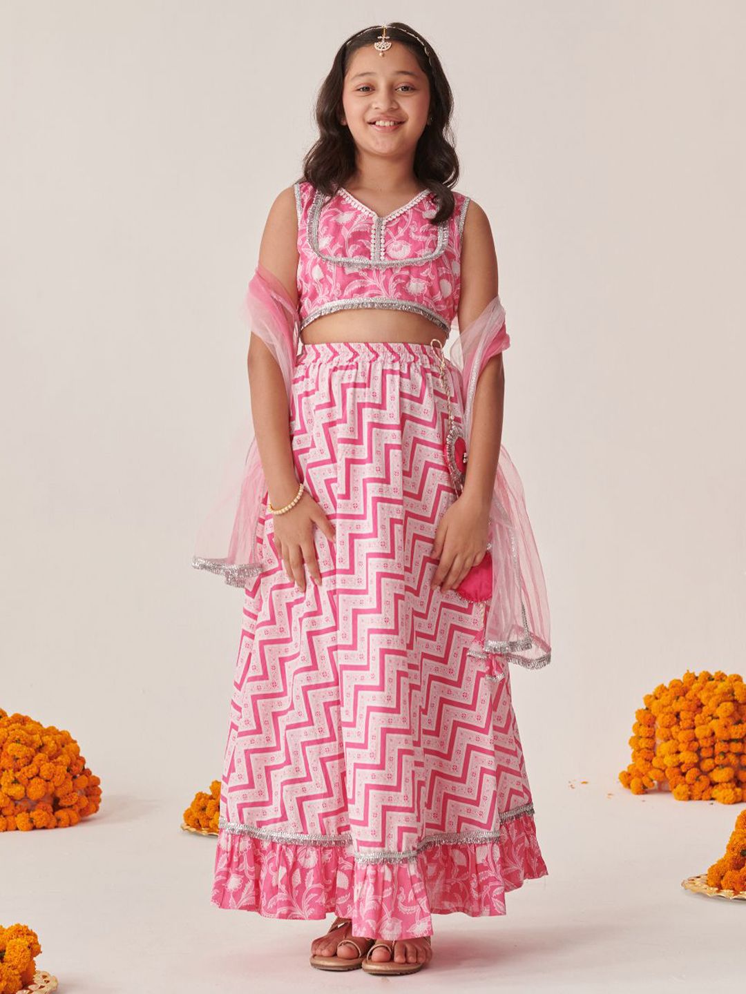 pspeaches Girls Printed Ready to Wear Lehenga & Blouse With Dupatta-picture-33