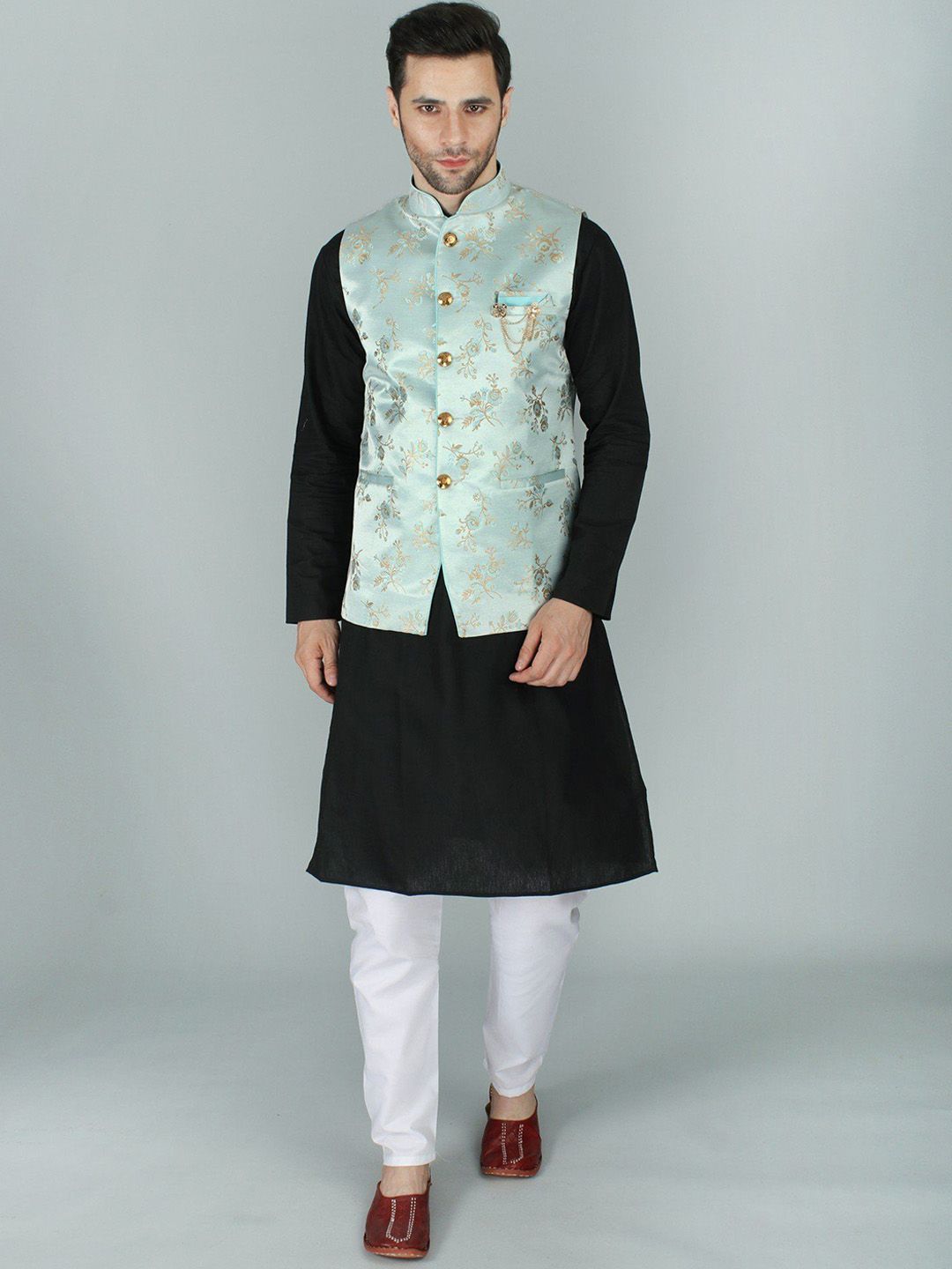 Exotic India Woven Design Woven Nehru Jackets-picture-30