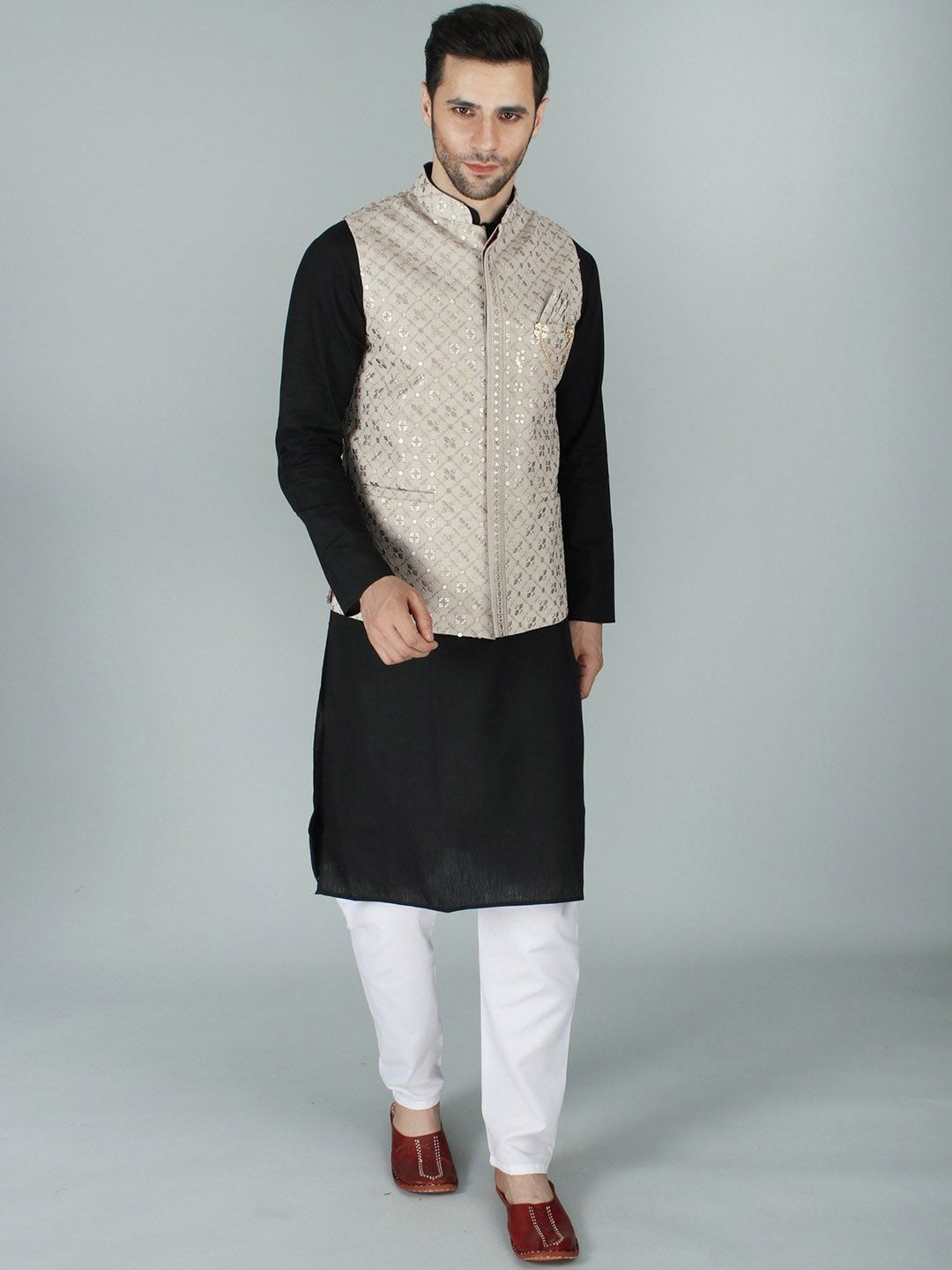 Exotic India Men Embroidery Nehru Jacket-picture-30