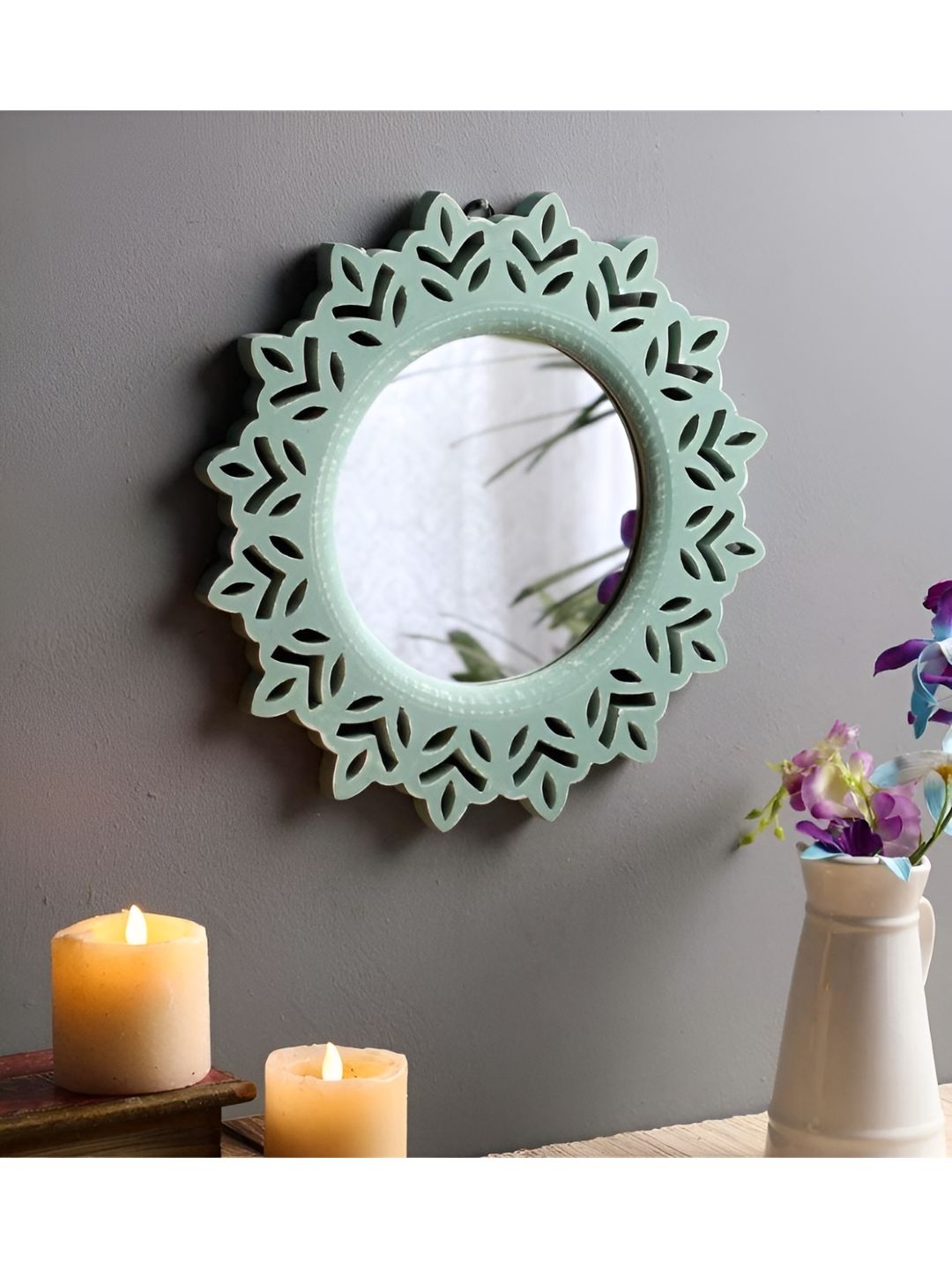 VAS collection home Red Round Framed Decorative Wall Mirror-picture-56