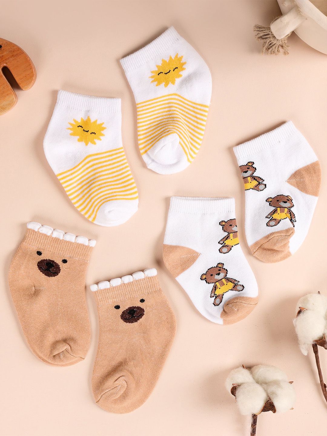 KICKS & CRAWL Infants Pack Of 3 Printed Cotton Ankle-Length Socks-picture-25