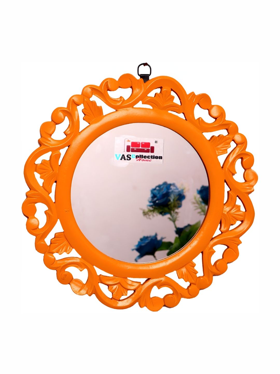 VAS collection home Orange-Coloured Textured Wooden Wall Mirror-picture-20