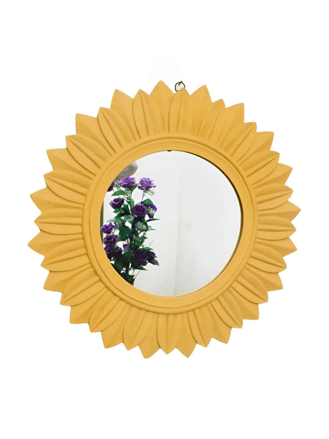 VAS collection home Yellow Textured Wooden Wall Mirror-image-20