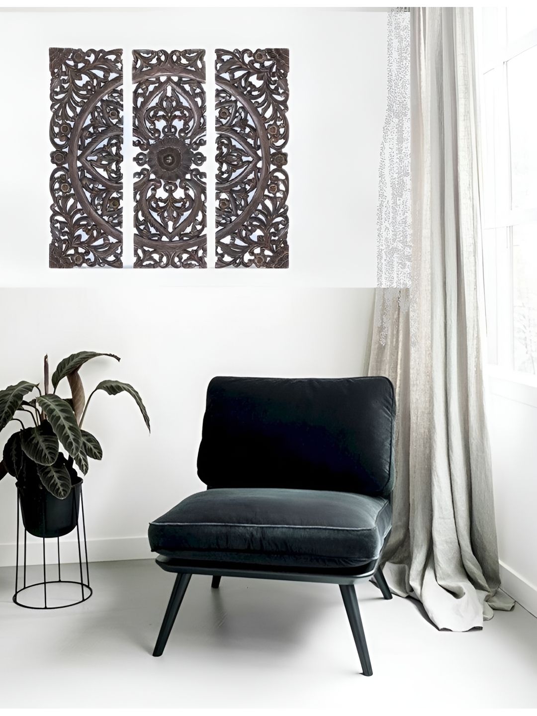 VAS collection home Brown 3 Pieces Textured Wooden Wall Decors-picture-34