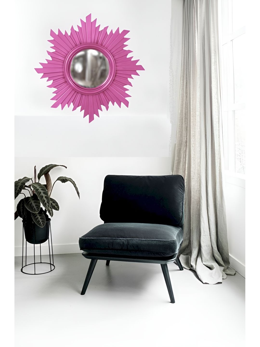 VAS collection home Pink Textured Wooden Wall Mirror-picture-54