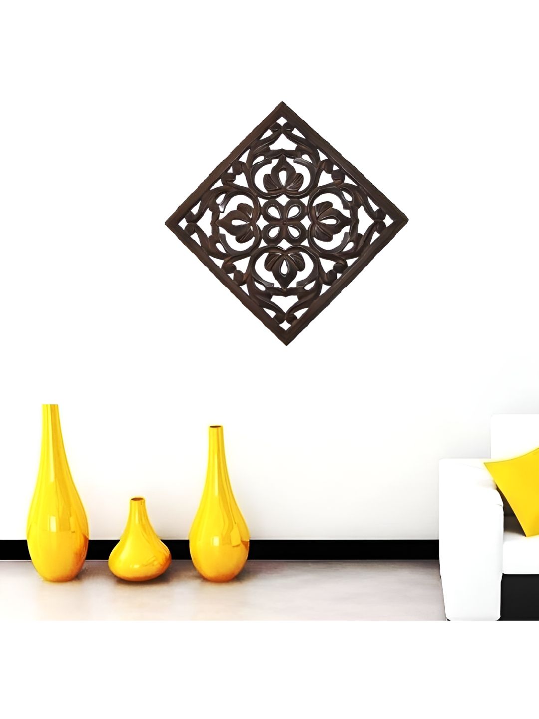 VAS collection home Brown Self Designed Square Shaped Wood Wall Decor Plate-picture-38