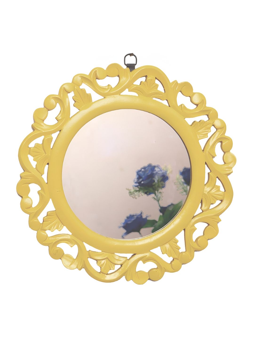 VAS collection home Yellow Textured Wooden Wall Mirror-picture-52
