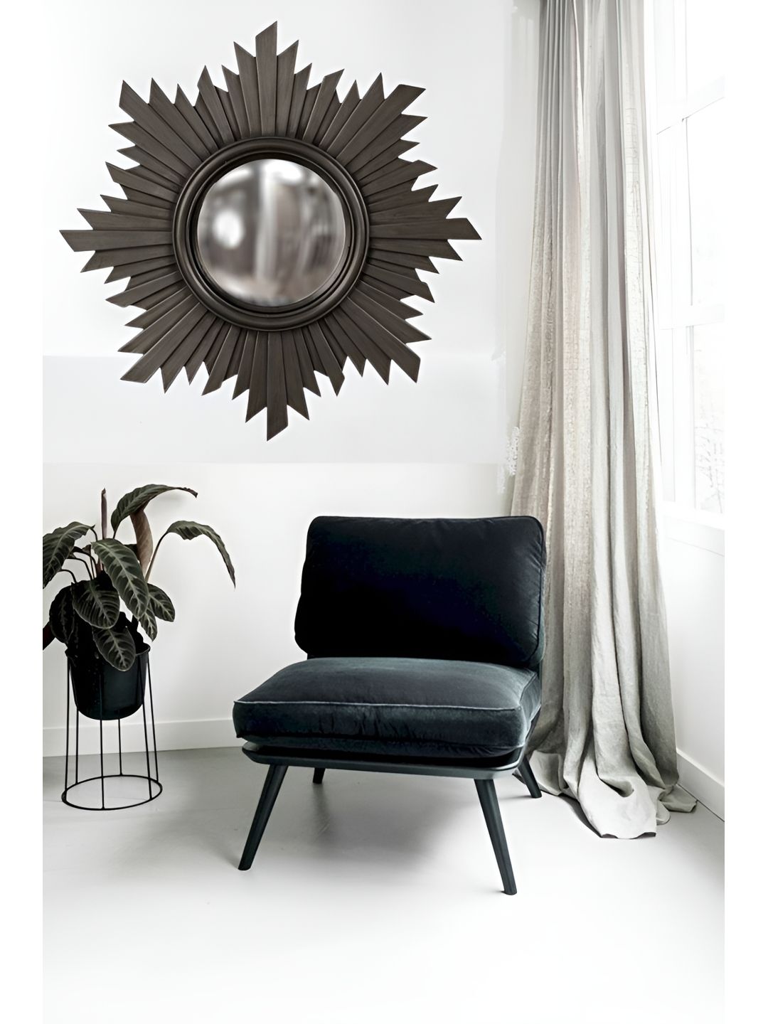 VAS collection home Black Textured Wooden Wall Mirror-image-6