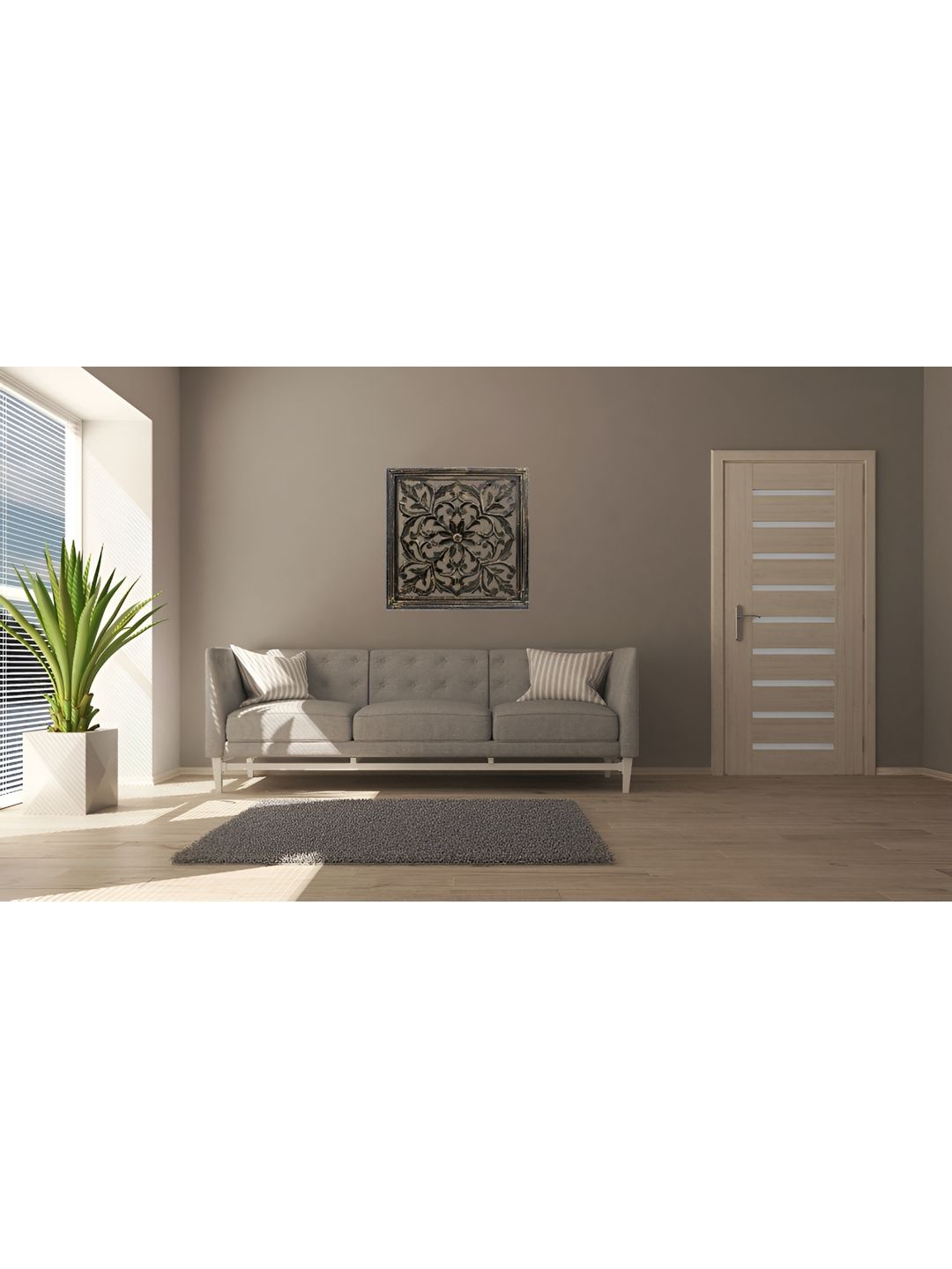 VAS collection home Brown Textured Wooden Wall Decor Plate-picture-28