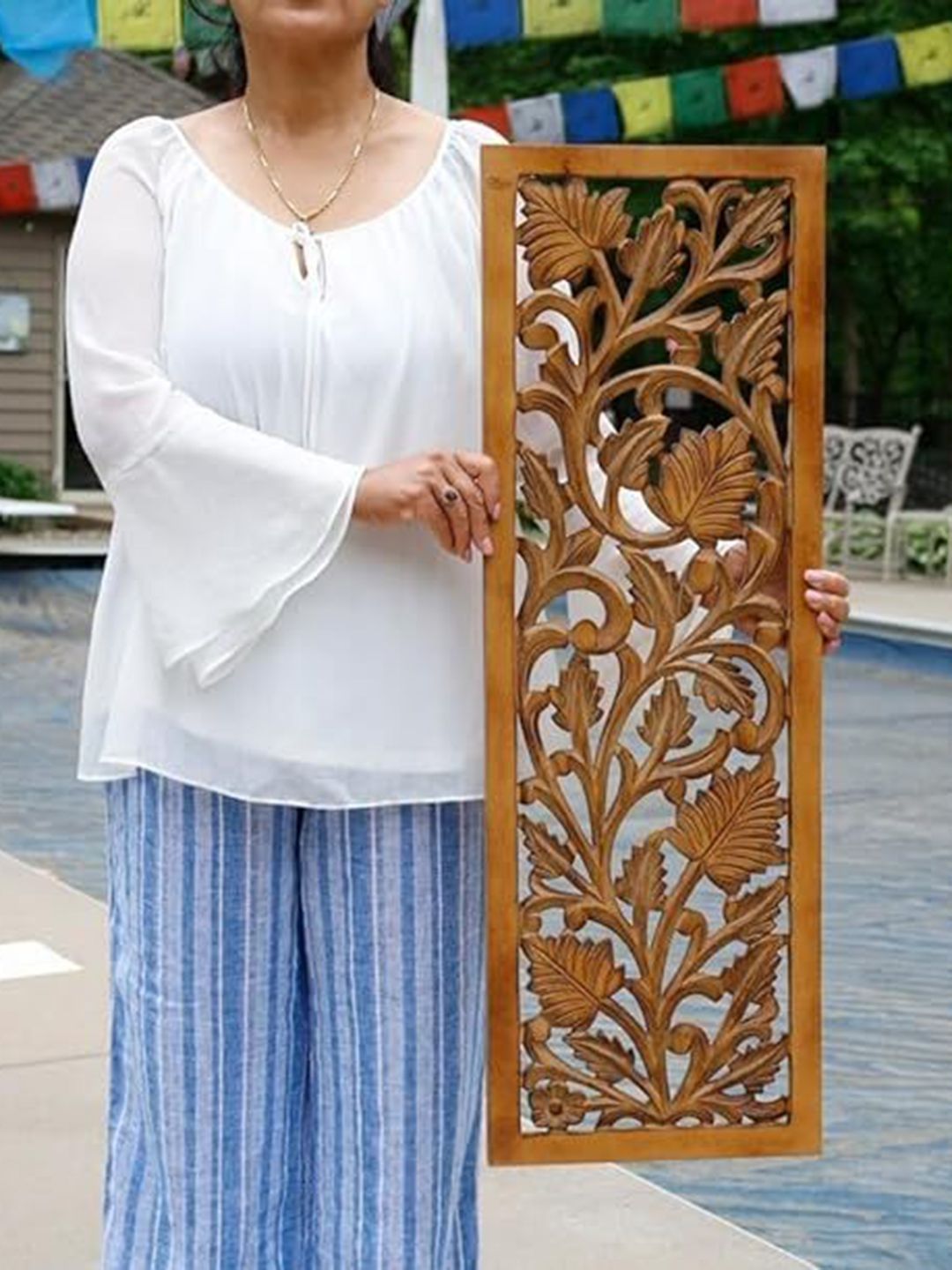 VAS collection home Brown Textured Wooden Wall Decor Plate-picture-27