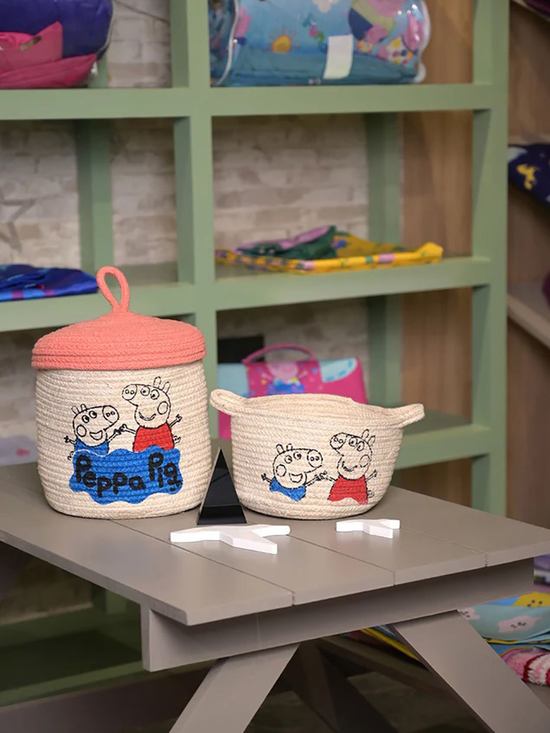 Saral Home 2 Pcs Peppa Round Basket-image-43