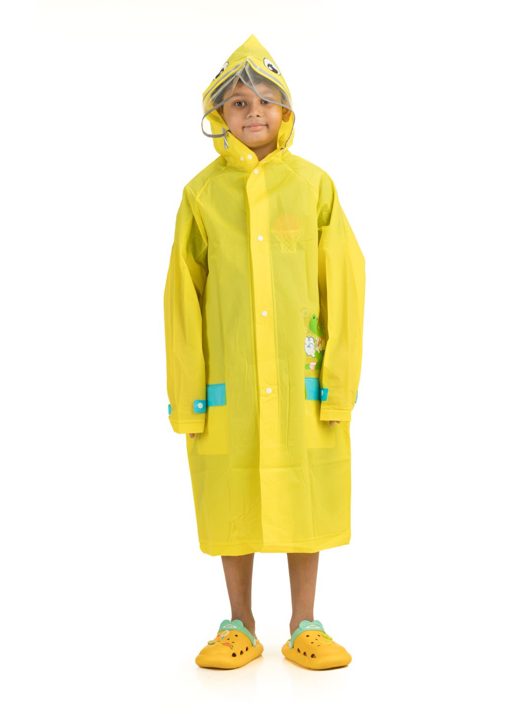 Yellow Bee Boys Printed Hooded Rain Jacket-picture-10