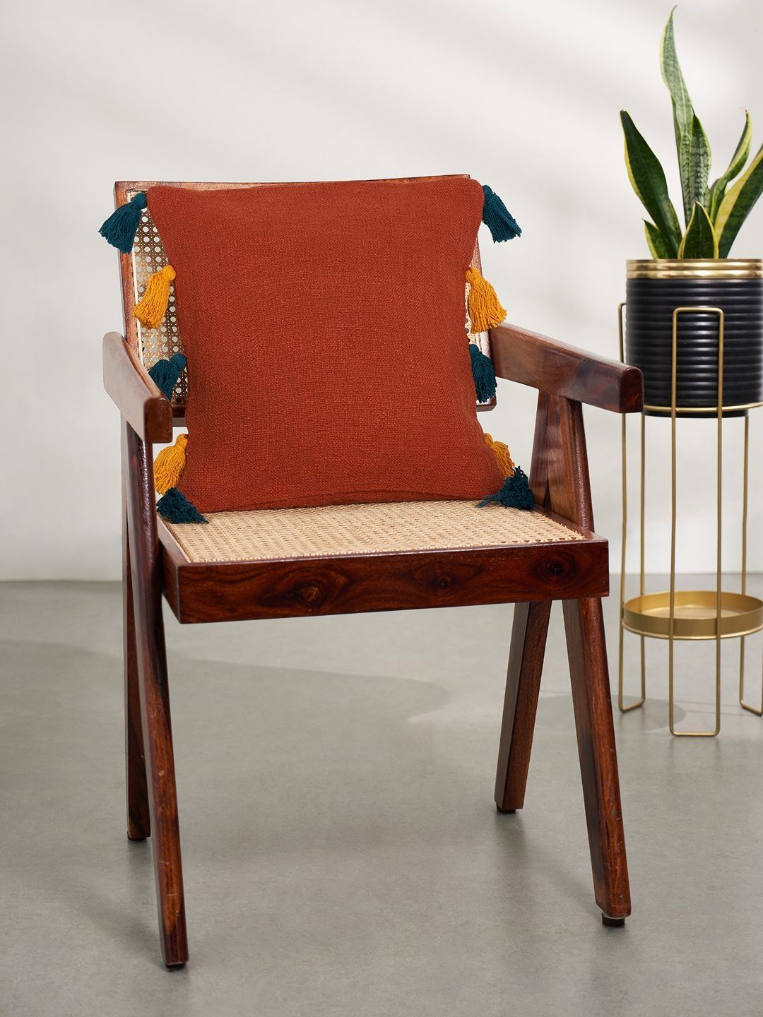 Living scapes by Pantaloons Rust & Orange Square Cushion Covers-picture-33