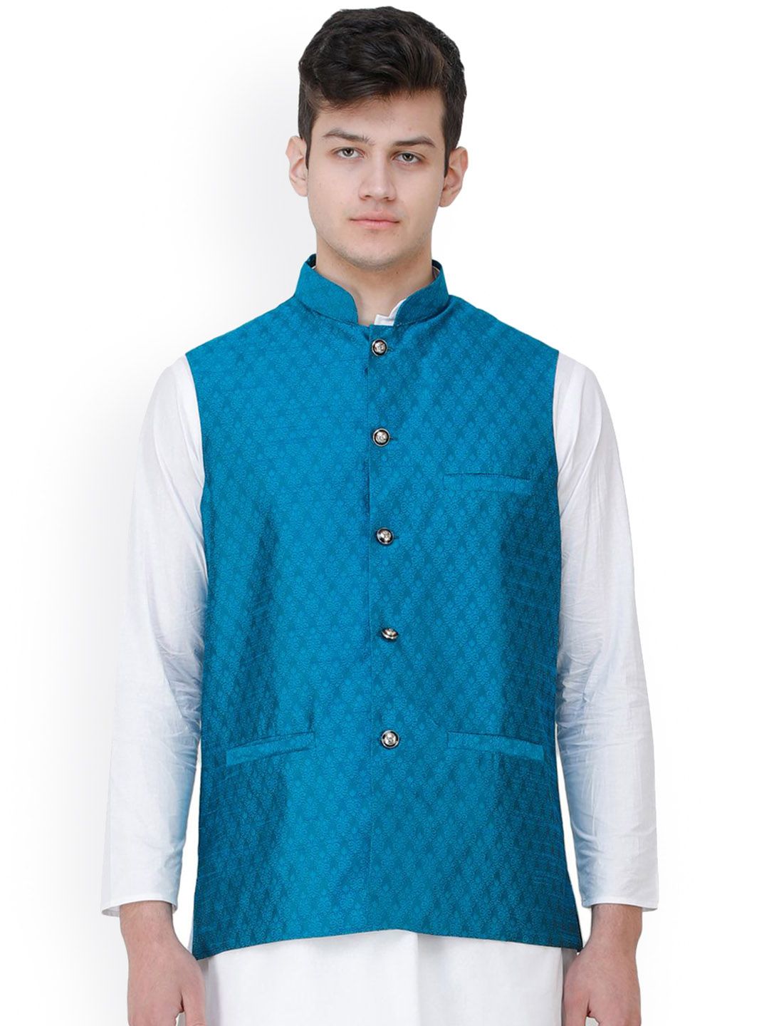 Exotic India Woven Design Nehru Jacket-picture-39