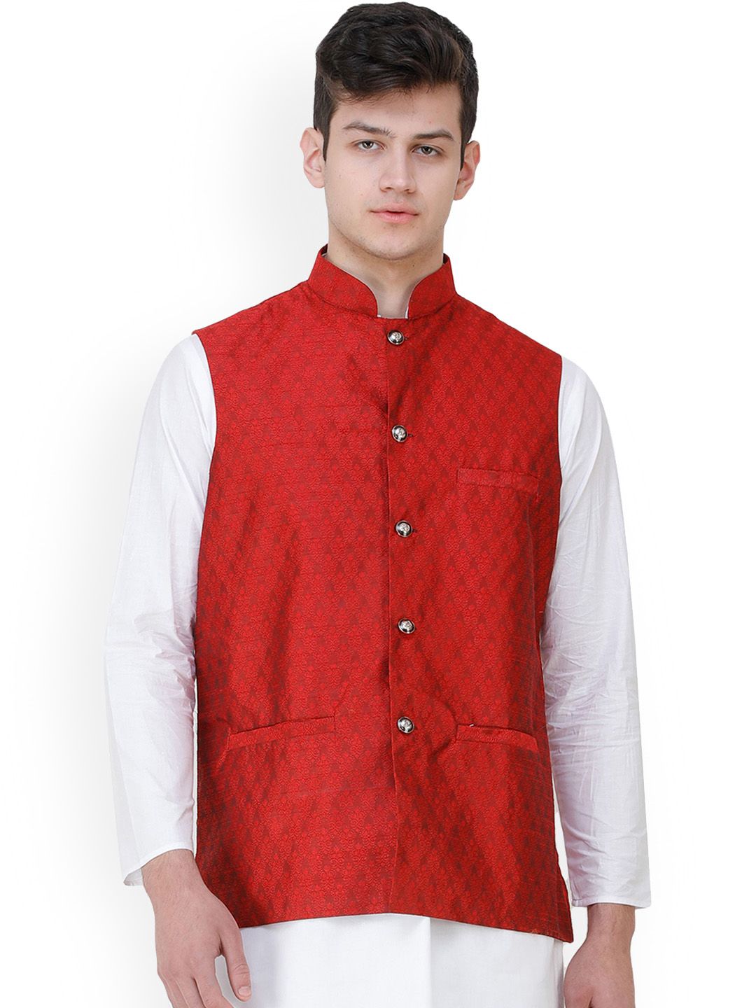 Exotic India Woven-Design Woven Nehru Jacket-picture-29