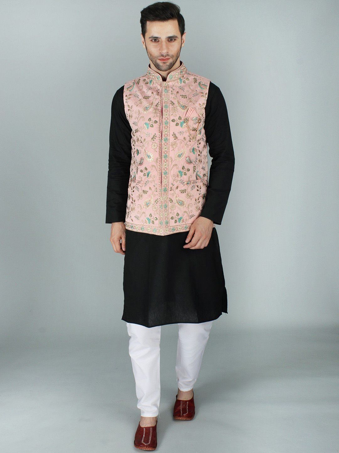Exotic India Embroidered Nehru Jacket-image-1