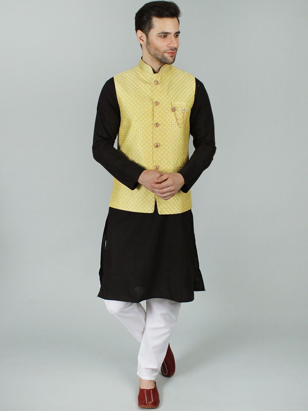 Exotic India Woven-Design Nehru Jacket-picture-41