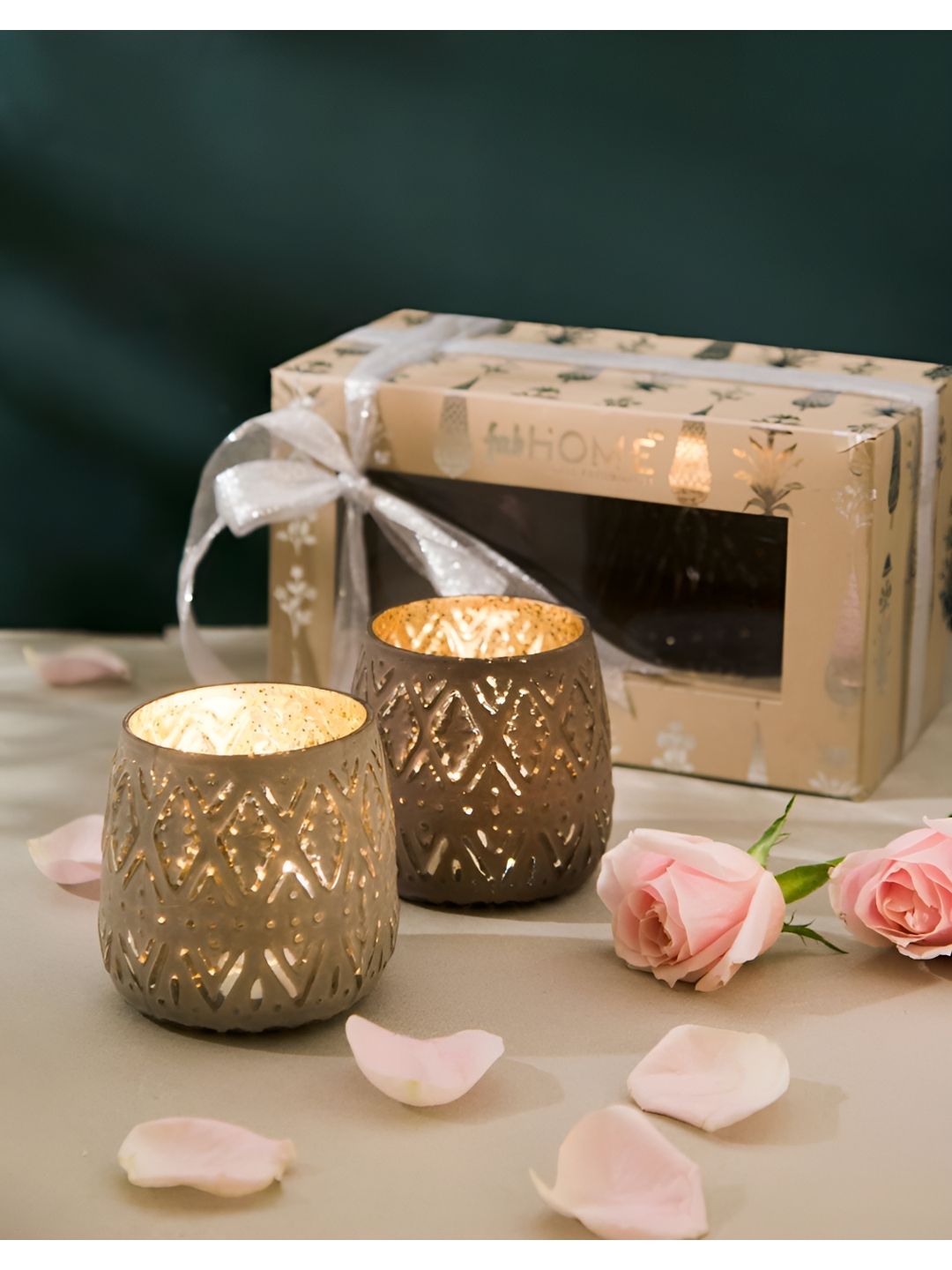 Fabindia Set of 2 Grey Textured Glass Gift Set-picture-16
