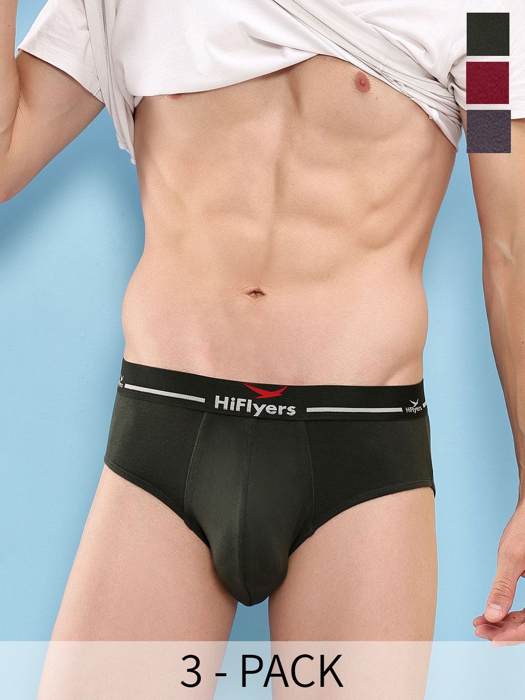 HiFlyers Pack Of 3 Premium Basic Briefs HF602_PO3_GMO_S-picture-28