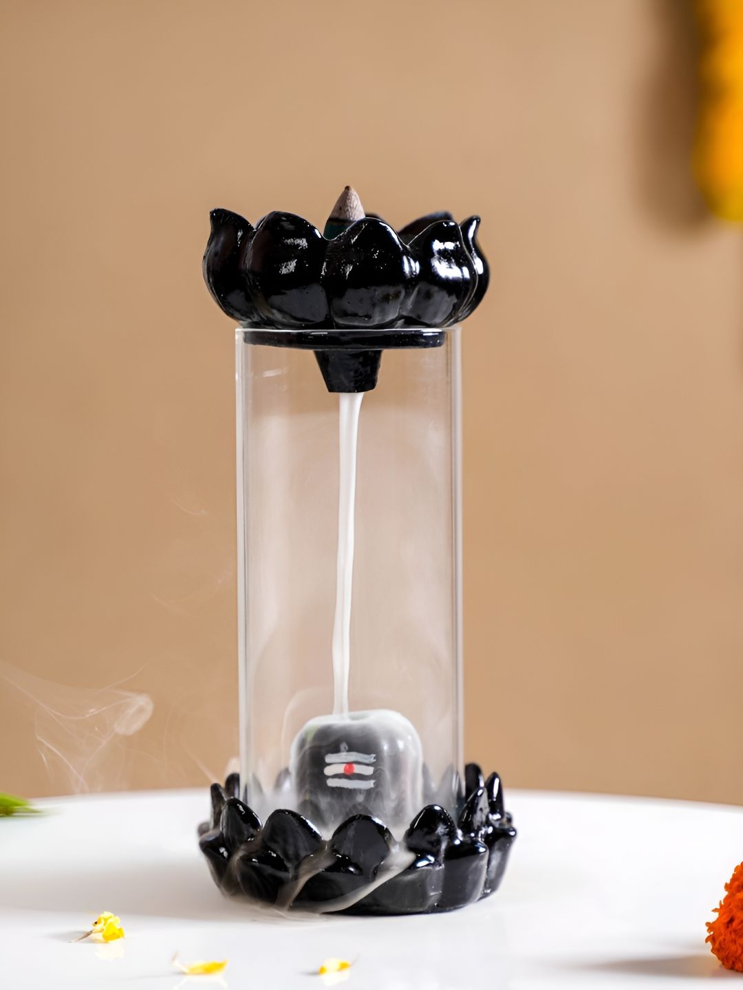 Nestasia Black Shivling Fountain Incense Holder Idol Showpiece