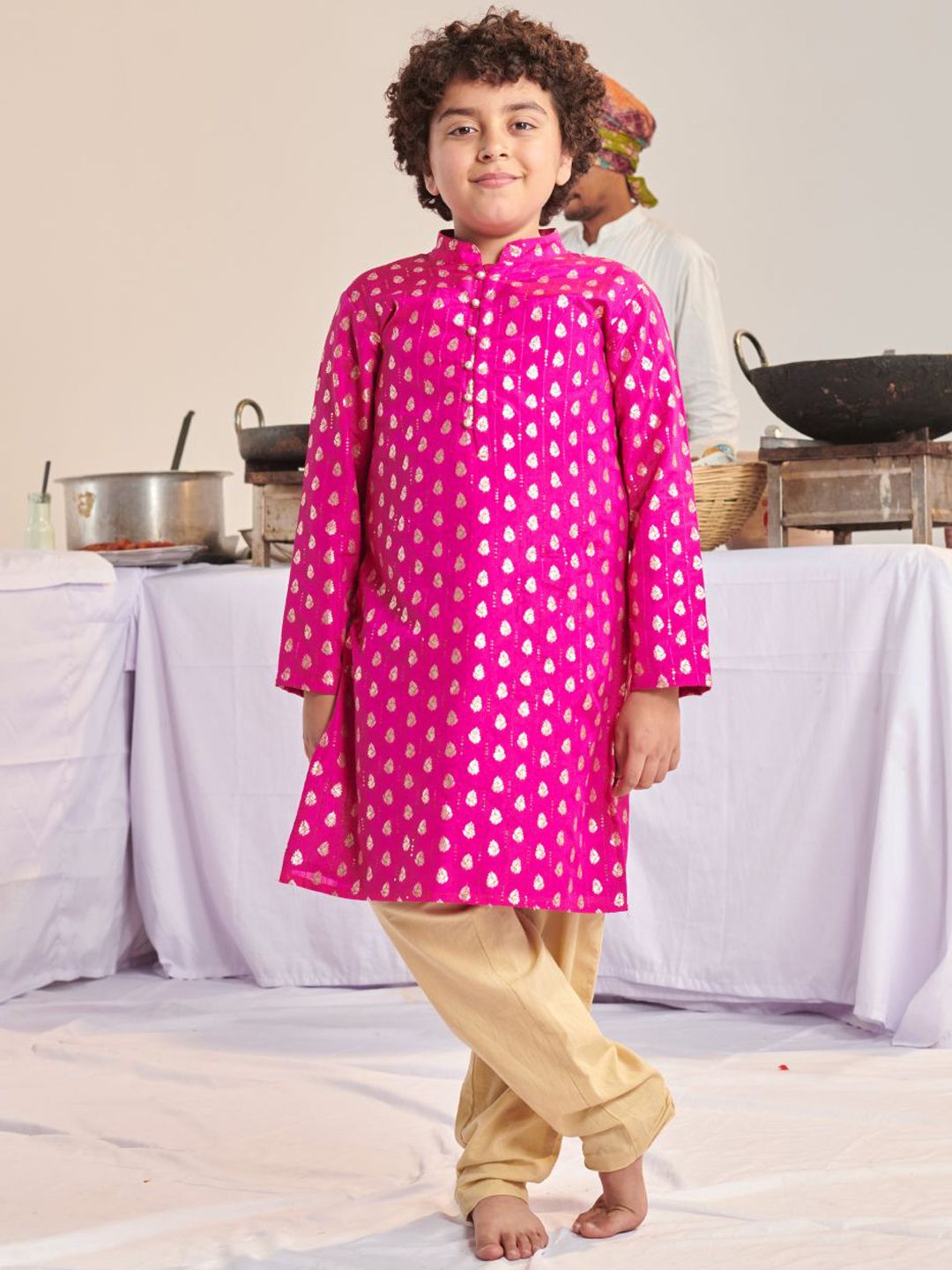 pspeaches Boys Floral Printed Regular Sequinned Kurta with Pyjamas-image-17