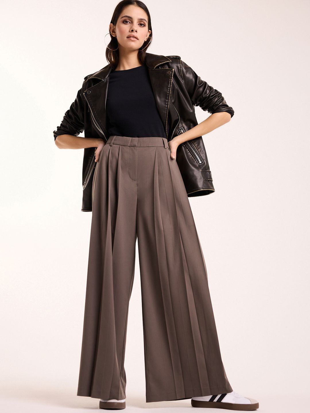 Buy NEXT Women Wide Leg Pleated Trousers - Trousers for Women