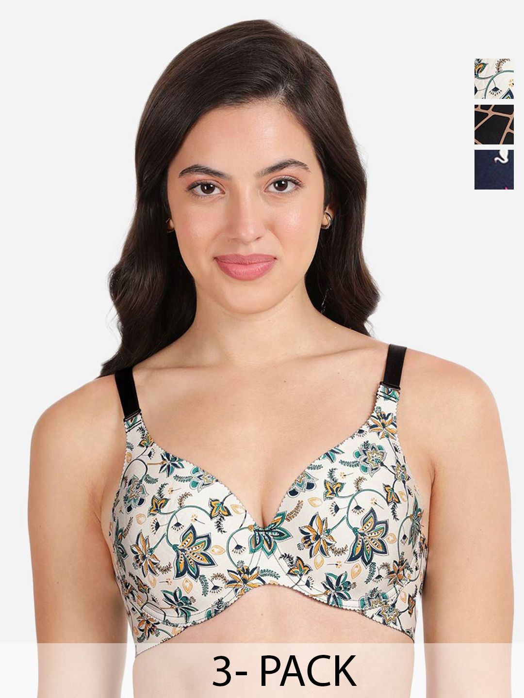 shyaway Pack Of 3 Floral Printed Lightly Padded T-shirt Bra- All Day Comfort-picture-22