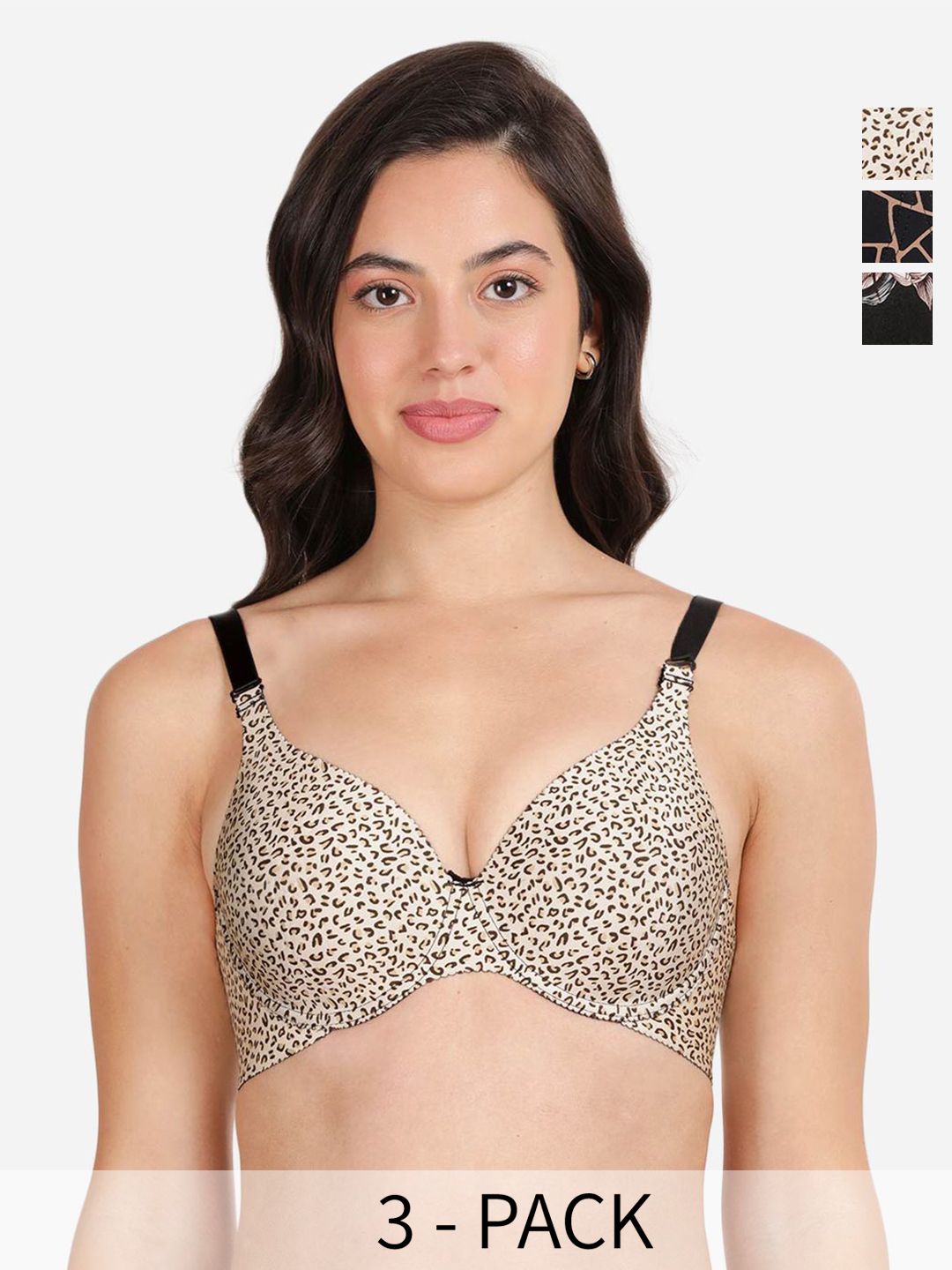 shyaway Pack of 3 Floral Medium Coverage Lightly Padded T-shirt Bra-All Day Comfort-picture-19