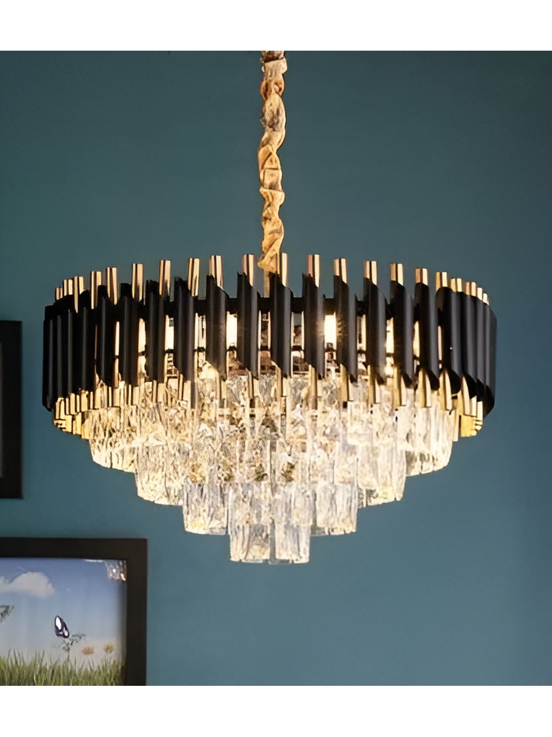 SHRI MAHAL ANTIQUES Gold-Toned Traditional Ceiling Lamp-picture-28