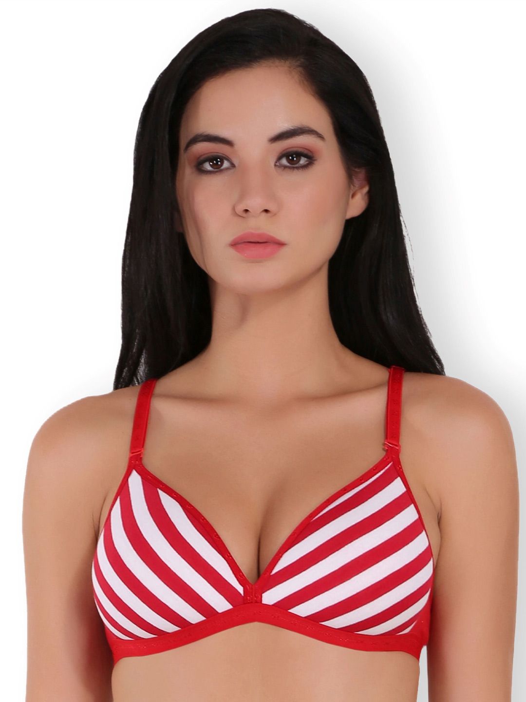 SELFCARE Striped Half Coverage Breathbale Lightly Padded Plunge Bra-All Day Comfort-picture-13