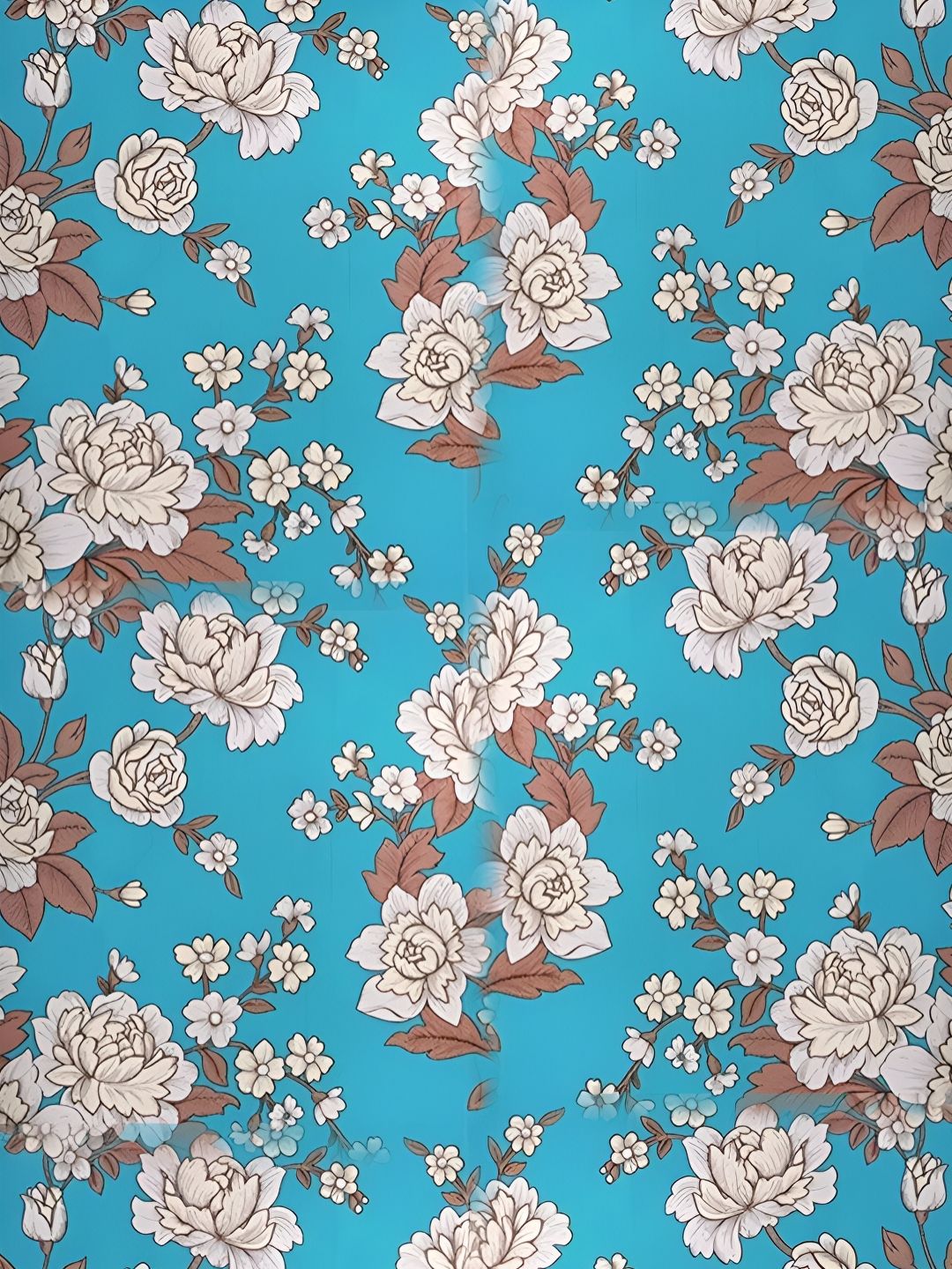 Asian royal Off White & Blue Floral Printed Self Adhesive Waterproof Wall Sticker-picture-16
