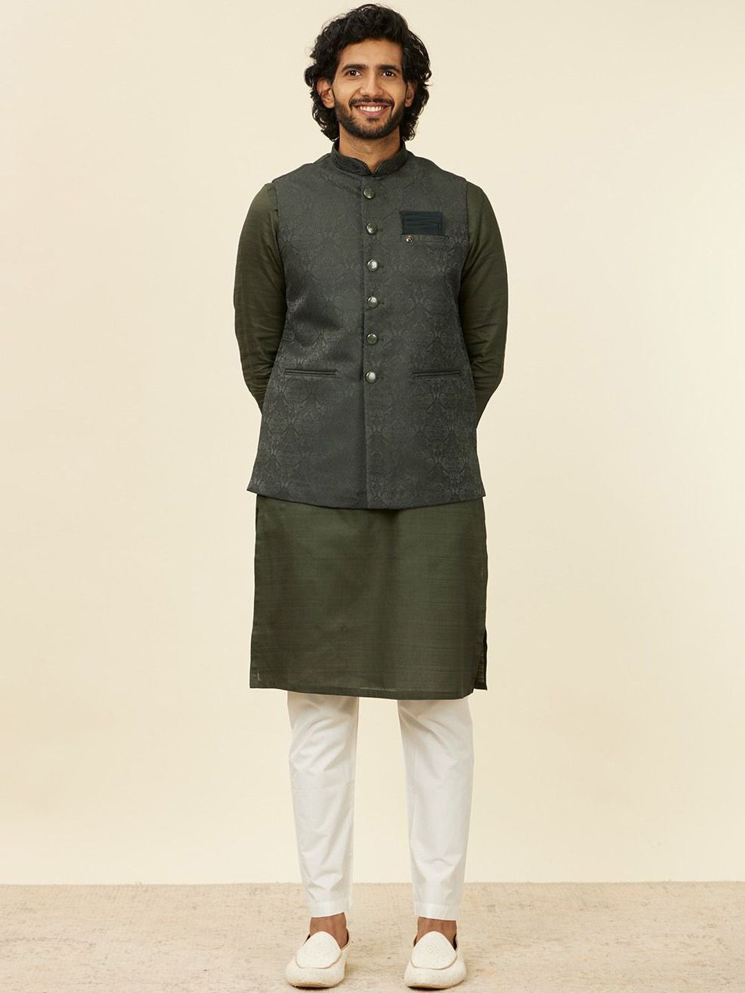 Manyavar Woven-Design Nehru Jacket-picture-36