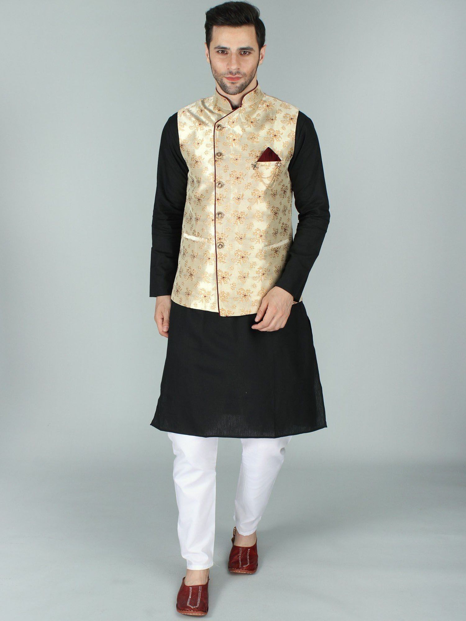 Exotic India Woven Design Nehru Jacket-picture-32