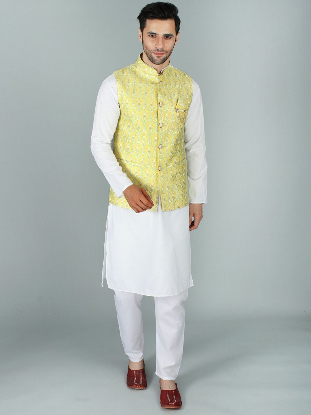 Exotic India Woven-Design Nehru Jacket-picture-36