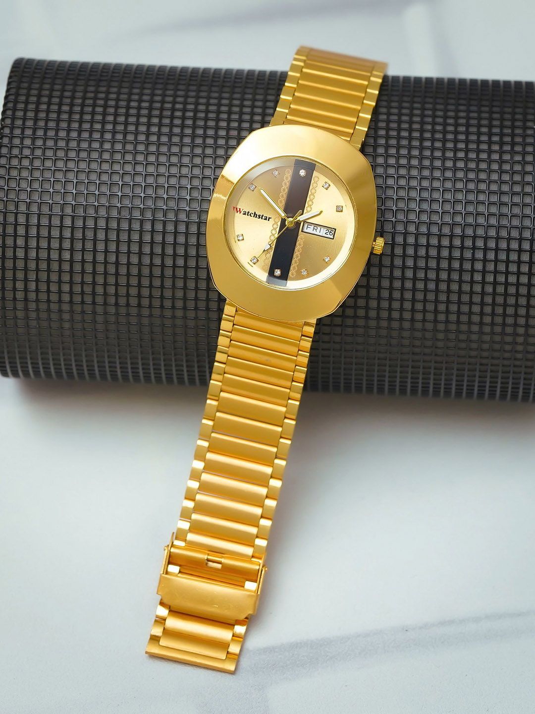 WATCHSTAR Men Embellished Dial & Stainless Steel Bracelet Style Straps Analogue Watch RRR Gold Black-picture-42
