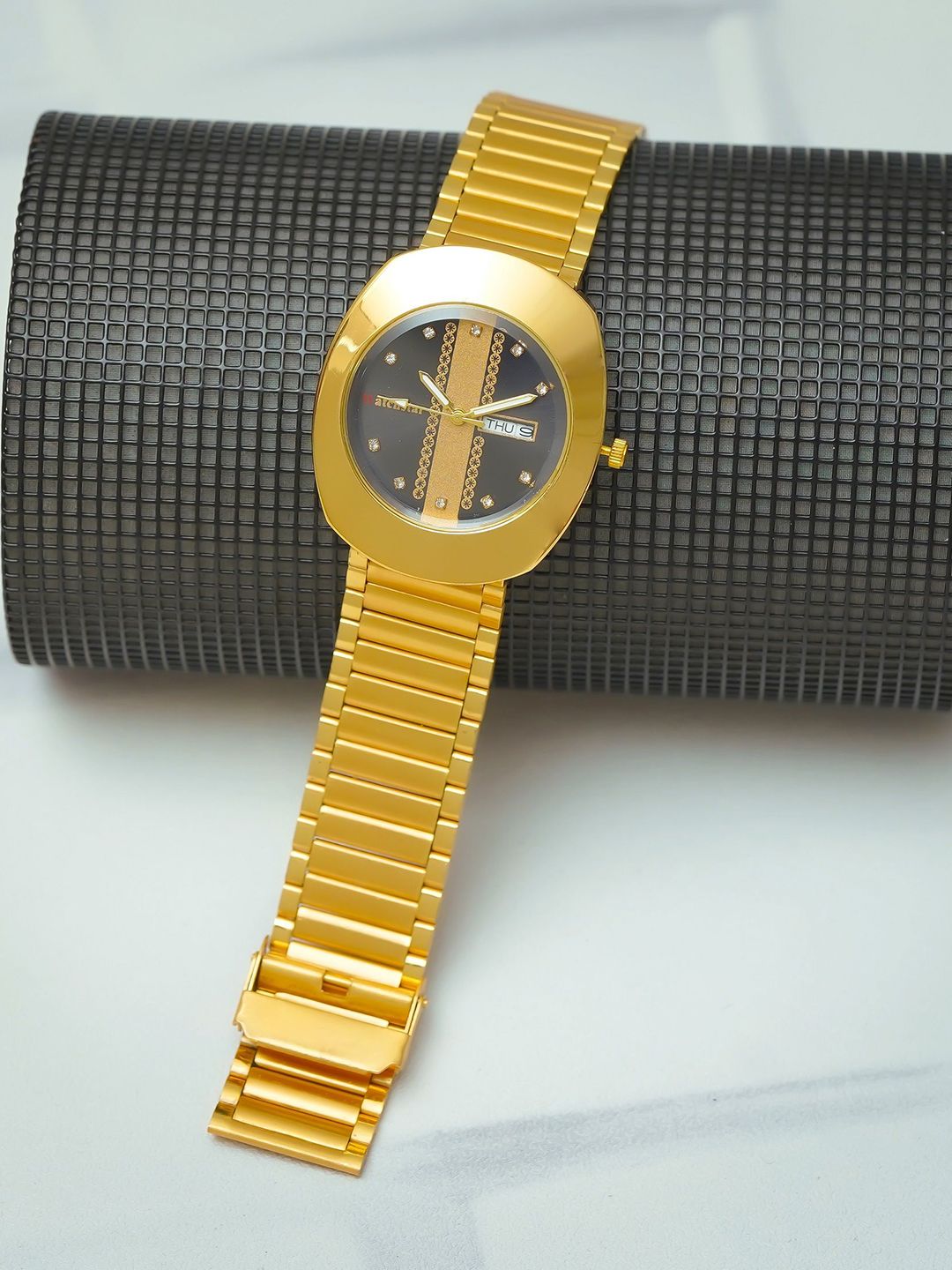 WATCHSTAR Men Patterned Dial & Stainless Steel Bracelet Style Straps Analogue Watch RRR Black-picture-15