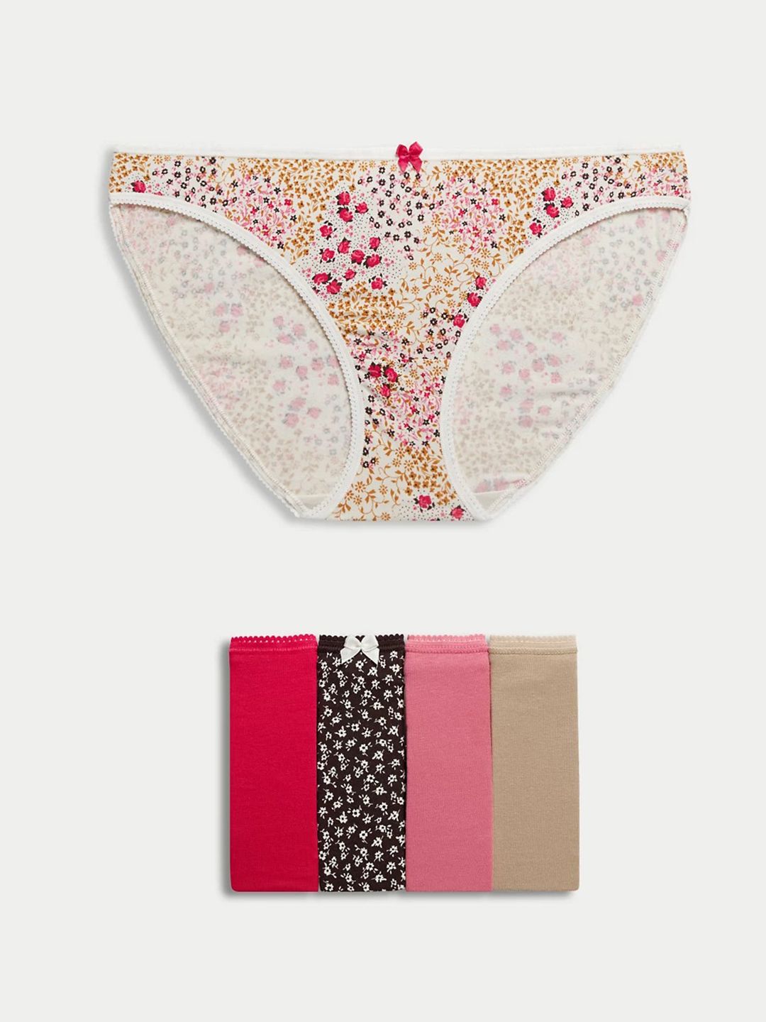 Marks & Spencer Pack Of 5 Solid Low-Rise Seamless Bikini Briefs-Leak-Proof-picture-41