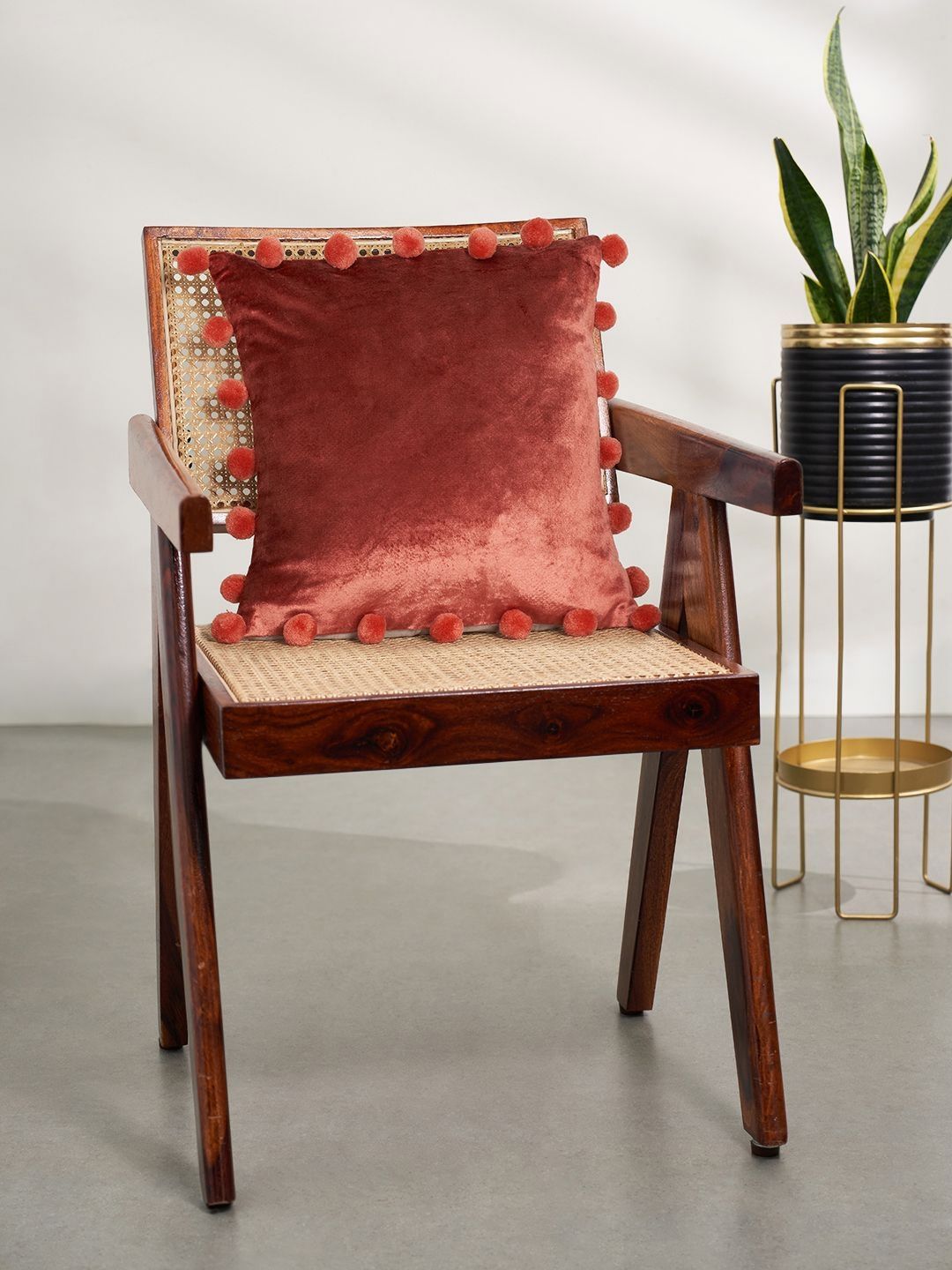 Living scapes by Pantaloons Rust & Cream-Coloured Square Cushion Covers-picture-35