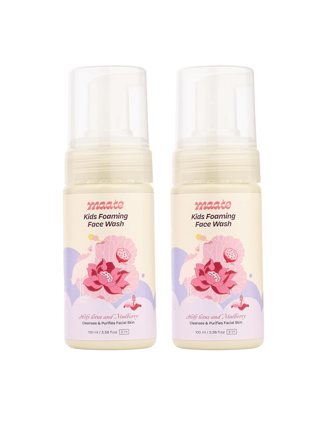 MAATE Set of 2 Kids Foaming Face Wash with Holy Lotus & Mulberry - 100 ml each