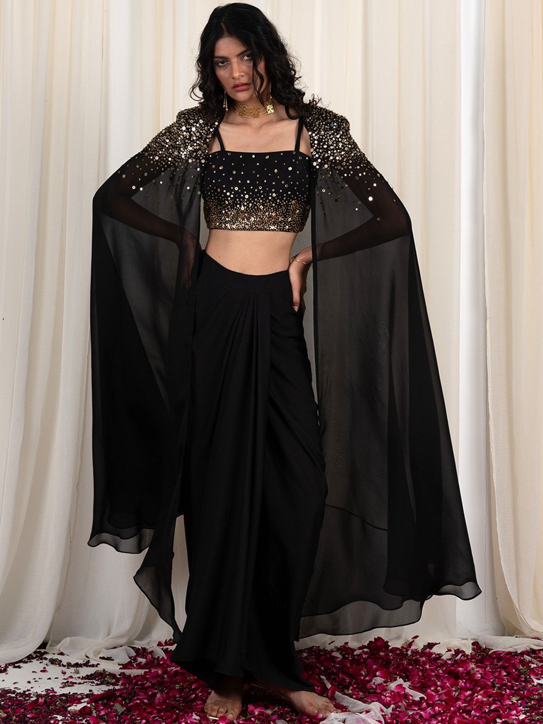 RIRASA Utsang Embellished Party Top With Skirt & Shrug-picture-13