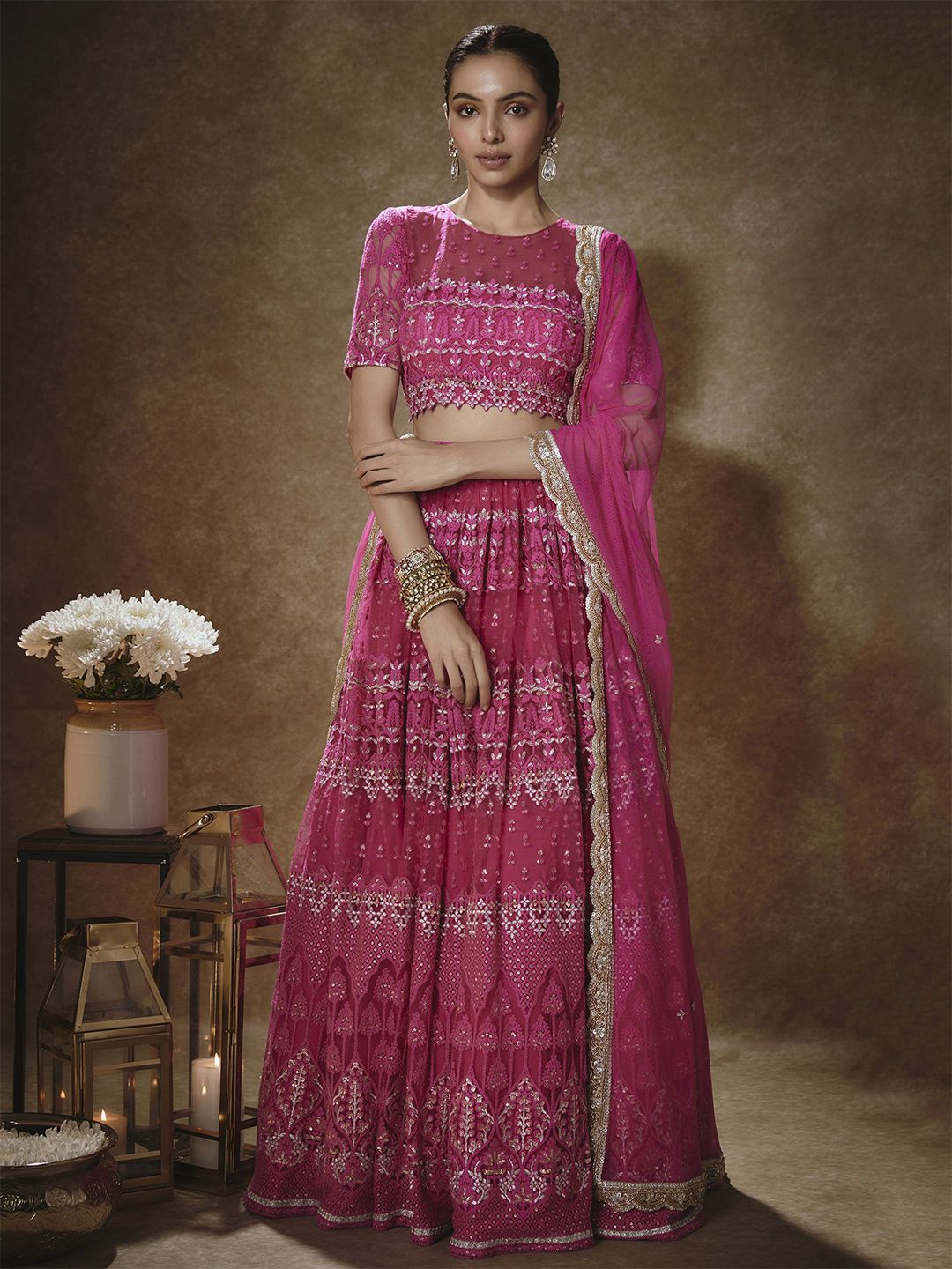 Renee Label Embroidered Sequinned Ready to Wear Lehenga & Blouse With Dupatta-image-22