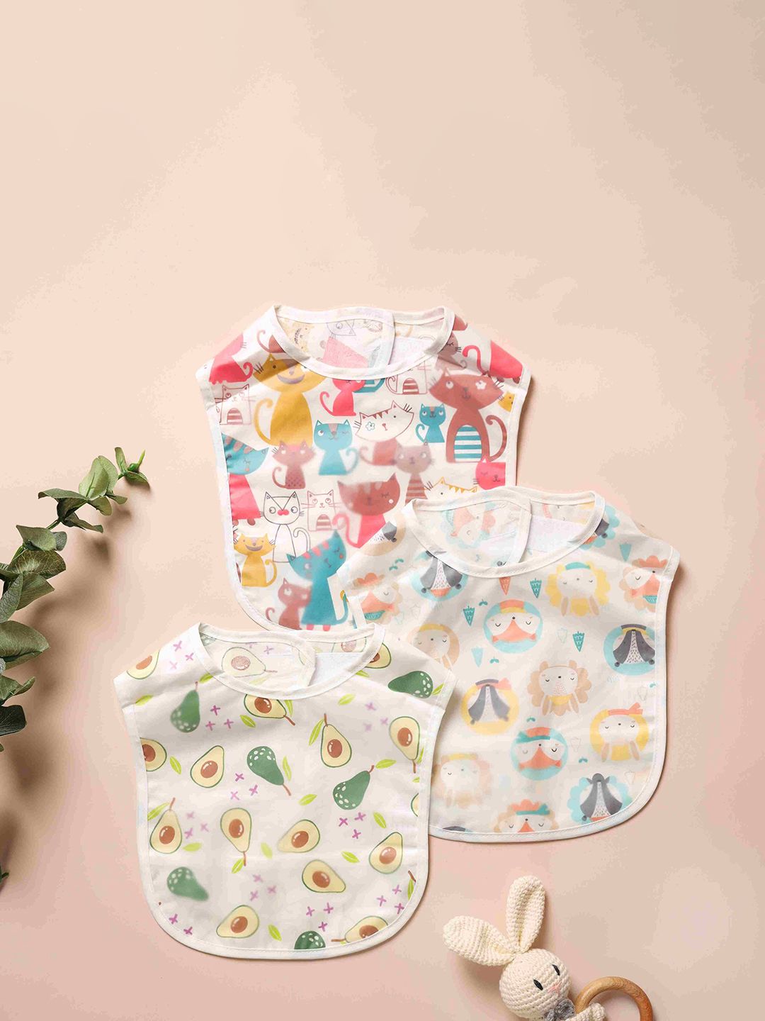 KICKS & CRAWL Kids Pack of 3 Printed Plastic Bib-picture-21